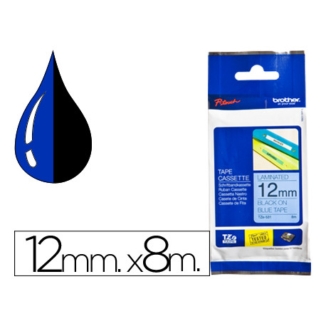 CINTA BROTHER TZE531 AZUL-NEGRO 12MM LONGITUD 8 MT