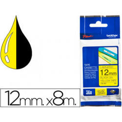 CINTA BROTHER TZE631 AMARILLO-NEGRO 12MM LONGITUD 8 MT