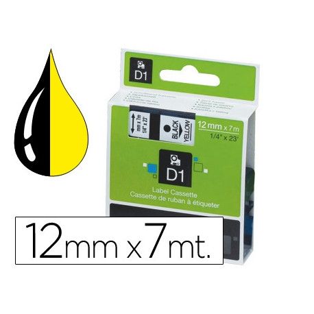 CINTA DYMO 1000 NEGRO-AMARILLO 12MM X 7MT D1