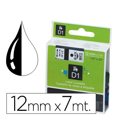 CINTA DYMO 1000 NEGRO-BLANCO 12MM X 7MT D1