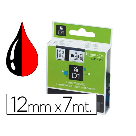 CINTA DYMO 1000 NEGRO-ROJO 12MM X 7MT D1