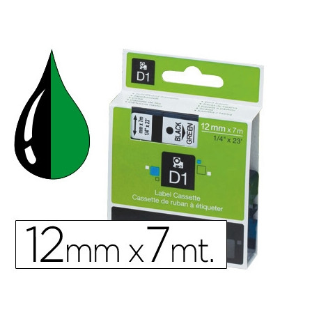 CINTA DYMO 1000 NEGRO-VERDE 12MM X 7MT D1