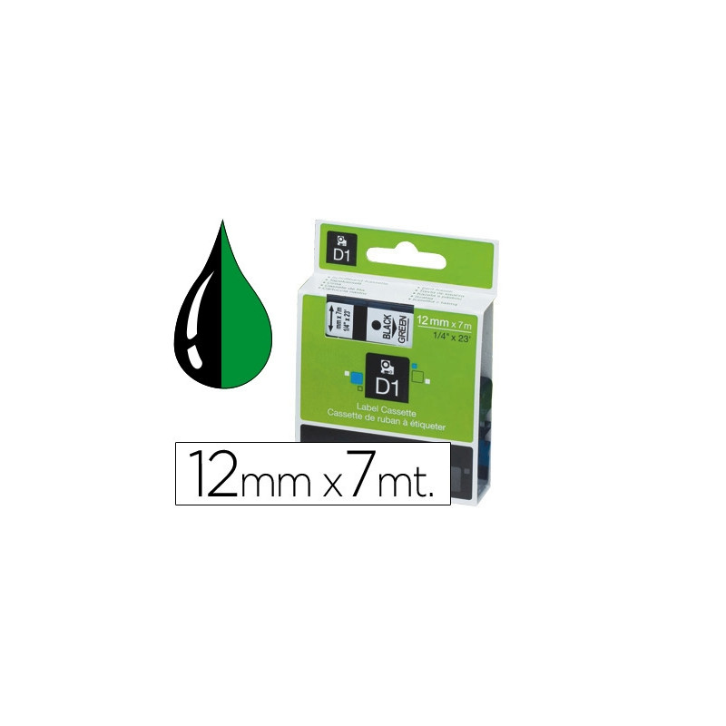 CINTA DYMO 1000 NEGRO-VERDE 12MM X 7MT D1