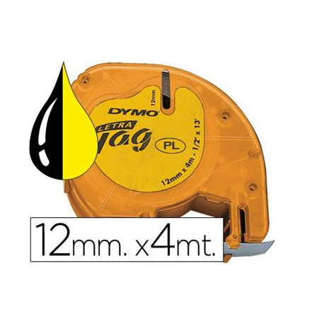 CINTA DYMO 12MMX4MT -NEGRO/AMARILLO PARA MAQUINA LETRATAG