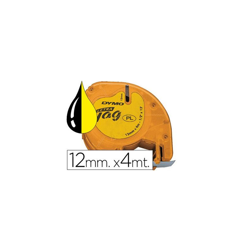 CINTA DYMO 12MMX4MT -NEGRO/AMARILLO PARA MAQUINA LETRATAG