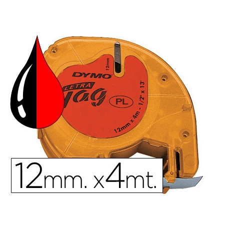 CINTA DYMO 12MMX4MT -NEGRO/ROJO PARA MAQUINA LETRATAG