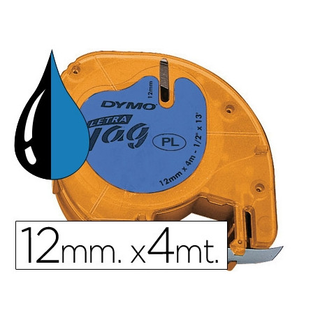 CINTA DYMO 12MMX4MT -NEGRO/AZUL PARA MAQUINA LETRATAG