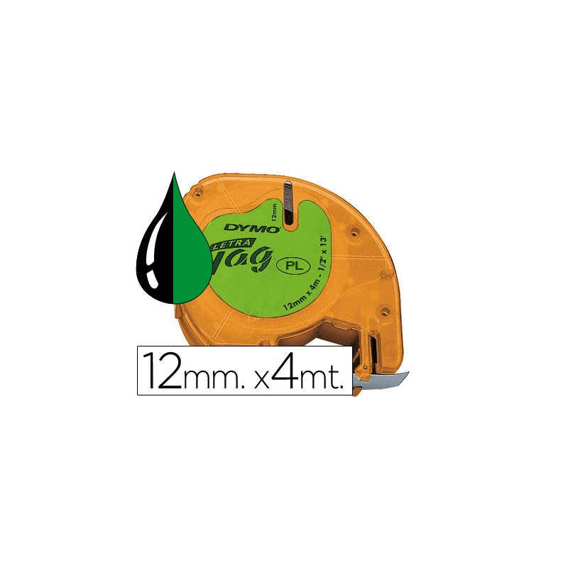 CINTA DYMO 12MMX4MT -NEGRO/VERDE ACIDO PARA MAQUINA LETRATAG