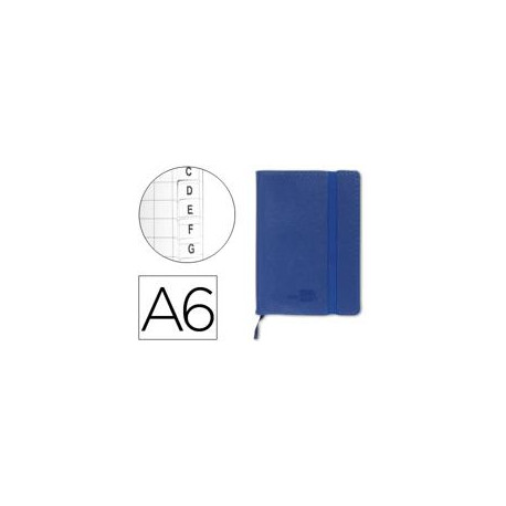 LIBRETA INDICE LIDERPAPEL SIMILPIEL A6 120 HOJAS 70G/M2 COLOR AZUL