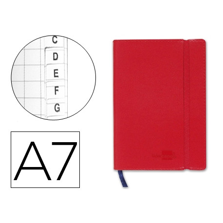 LIBRETA INDICE LIDERPAPEL SIMILPIEL A7 120 HOJAS 70G/M2 COLOR ROJO