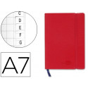 LIBRETA INDICE LIDERPAPEL SIMILPIEL A7 120 HOJAS 70G/M2 COLOR ROJO