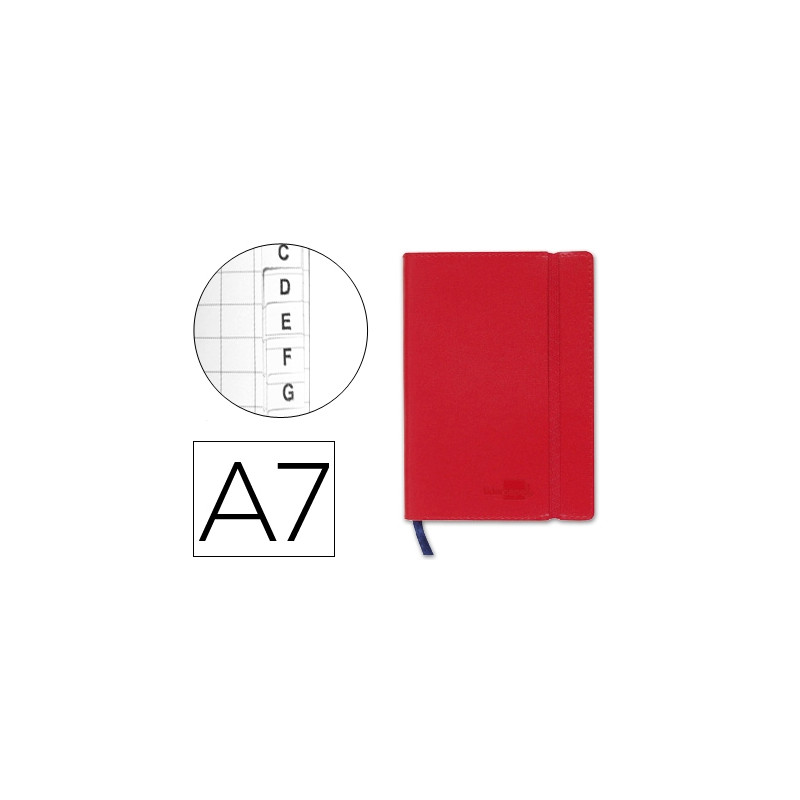 LIBRETA INDICE LIDERPAPEL SIMILPIEL A7 120 HOJAS 70G/M2 COLOR ROJO