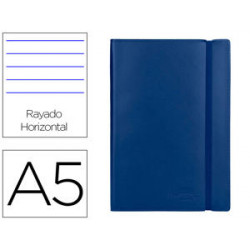 LIBRETA LIDERPAPEL SIMIL PIEL A5 120 HOJAS 70G/M2 HORIZONTAL SIN MARGEN AZUL