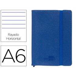 LIBRETA LIDERPAPEL SIMIL PIEL A6 120 HOJAS 70G/M2 HORIZONTAL SIN MARGEN AZUL