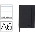 LIBRETA LIDERPAPEL SIMIL PIEL A6 120 HOJAS 70G/M2 HORIZONTAL SIN MARGEN NEGRO