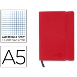 LIBRETA LIDERPAPEL SIMIL PIEL A5 120 HOJAS 70G/M2 CUADRO 4MM SIN MARGEN ROJO