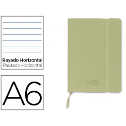 LIBRETA LIDERPAPEL SIMIL PIEL A6 120 HOJAS 70G/M2 HORIZONTAL SIN MARGEN VERDE