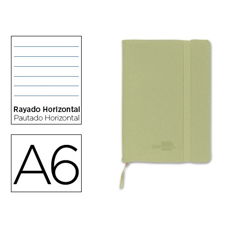 LIBRETA LIDERPAPEL SIMIL PIEL A6 120 HOJAS 70G/M2 HORIZONTAL SIN MARGEN VERDE