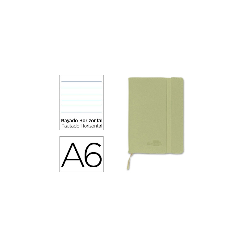 LIBRETA LIDERPAPEL SIMIL PIEL A6 120 HOJAS 70G/M2 HORIZONTAL SIN MARGEN VERDE