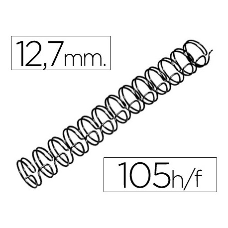 ESPIRAL WIRE 3:1 12,7 MM N.8 NEGRO CAPACIDAD 105 HOJAS CAJA DE 100 UNIDADES