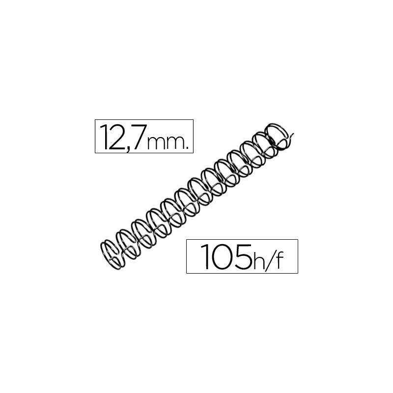 ESPIRAL WIRE 3:1 12,7 MM N.8 NEGRO CAPACIDAD 105 HOJAS CAJA DE 100 UNIDADES