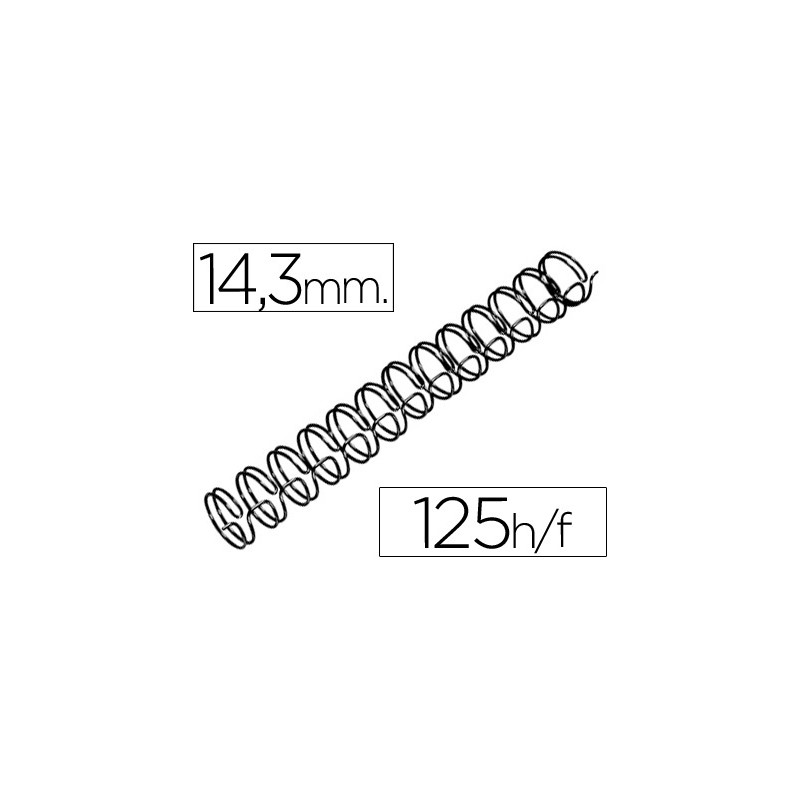 ESPIRAL WIRE 3:1 14,3 MM N.9 NEGRO CAPACIDAD 125 HOJAS CAJA DE 100 UNIDADES