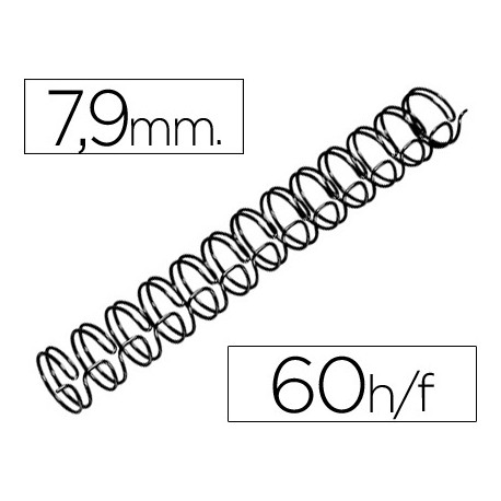 ESPIRAL WIRE 3:1 7,9 MM N.5 NEGRO CAPACIDAD 60 HOJAS CAJA DE 100 UNIDADES