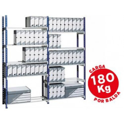 ESTANTERIA PAPERFLOW METALICA AZUL 5 ESTANTES GUIASMETAL ULTRARRESISTENTES 180 KGPOR ESTANTE 200X100