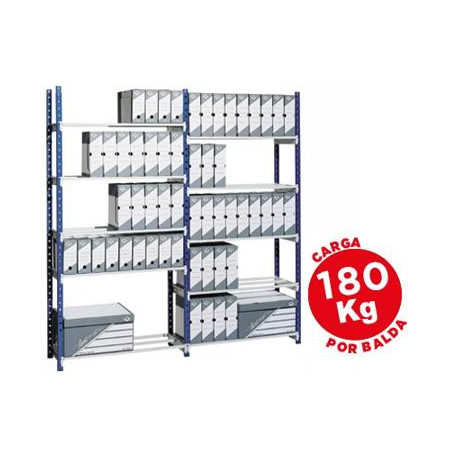 ESTANTERIA PAPERFLOW METALICA AZUL 5 ESTANTES GUIASMETAL ULTRARRESISTENTES 180 KGPOR ESTANTE 200X100