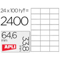 ETIQUETA ADHESIVA APLI 1263 TAMA?O 64,6X33,8 MM FOTOCOPIADORA LASER INK-JET CAJA CON 100 HOJAS DIN A