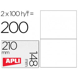 ETIQUETA ADHESIVA APLI 1264 TAMA?O 210X148 MM -FOTOCOPIADORA LASER INK-JET -CAJA CON 100 HOJAS DIN A