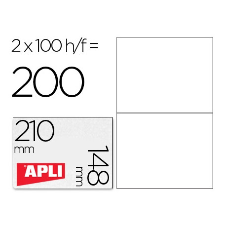 ETIQUETA ADHESIVA APLI 1264 TAMA?O 210X148 MM -FOTOCOPIADORA LASER INK-JET -CAJA CON 100 HOJAS DIN A