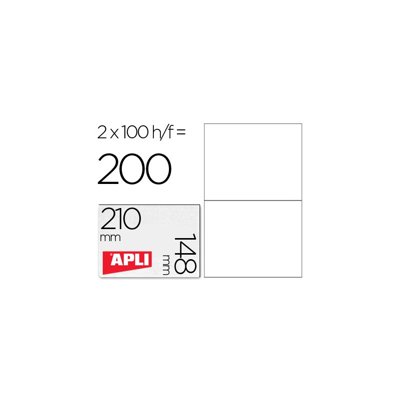 ETIQUETA ADHESIVA APLI 1264 TAMA?O 210X148 MM -FOTOCOPIADORA LASER INK-JET -CAJA CON 100 HOJAS DIN A