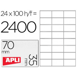 ETIQUETA ADHESIVA APLI 1272 TAMA?O 70X35 MM FOTOCOPIAODRA LASER INK-JET CAJA CON 100 HOJAS DIN A4