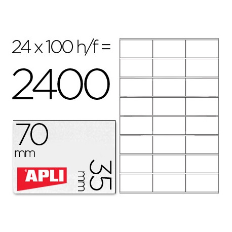 ETIQUETA ADHESIVA APLI 1272 TAMA?O 70X35 MM FOTOCOPIAODRA LASER INK-JET CAJA CON 100 HOJAS DIN A4