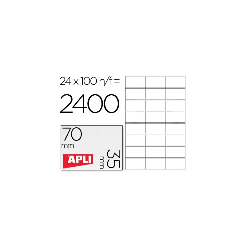 ETIQUETA ADHESIVA APLI 1272 TAMA?O 70X35 MM FOTOCOPIAODRA LASER INK-JET CAJA CON 100 HOJAS DIN A4