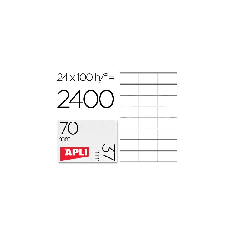 ETIQUETA ADHESIVA APLI 1273 TAMA?O 70X37 MM FOTOCOPIADORA LASER INK-JET CAJA CON 100 HOJAS DIN A4