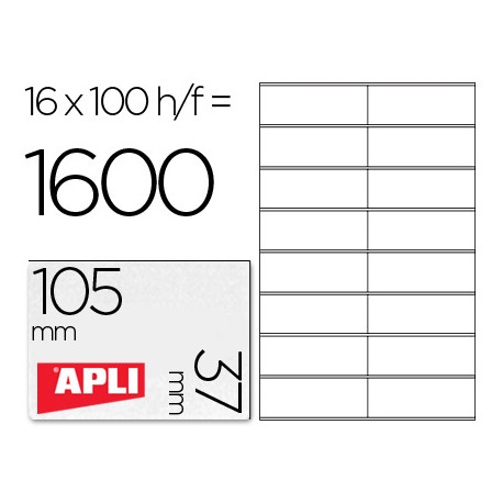 ETIQUETA ADHESIVA APLI 1274 TAMA?O 105X37 MM FOTOCOPIADORA LASER INK-JET CAJA CON 100 HOJAS DIN A4