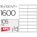 ETIQUETA ADHESIVA APLI 1274 TAMA?O 105X37 MM FOTOCOPIADORA LASER INK-JET CAJA CON 100 HOJAS DIN A4