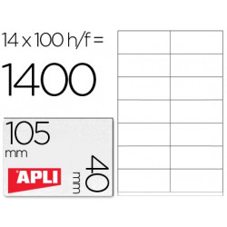 ETIQUETA ADHESIVA APLI 1275 TAMA?O 105X40 MM -FOTOCOPIADORA -LASER -INK-JET-CAJA CON 1400 ETIQUETAS