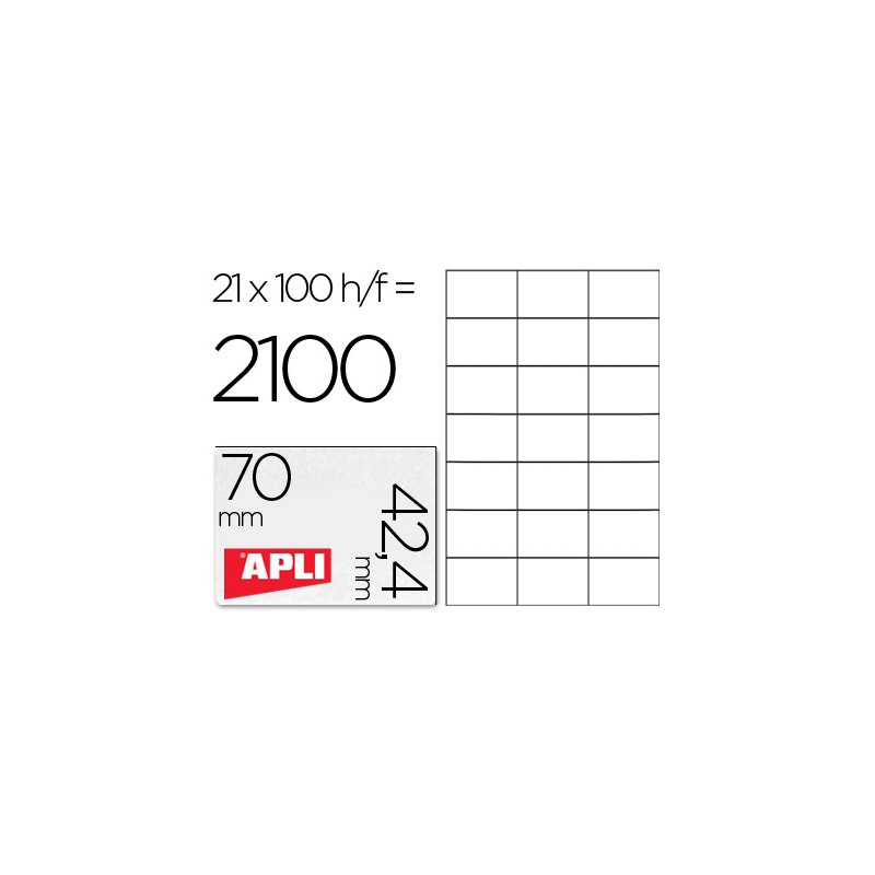 ETIQUETA ADHESIVA APLI 1276 TAMA?O 70X42,4 MM PARA FOTOCOPIADORA LASER INK-JET CAJA CON 100 HOJAS DI