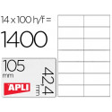 ETIQUETA ADHESIVA APLI 1277 TAMA?O 105X42.4 MM -FOTOCOPIADORA -LASER E INKJET-CAJA CON 1400 ETIQUETA