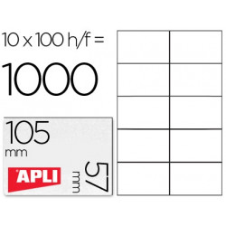 ETIQUETA ADHESIVA APLI 1278 TAMA?O 105X57 MM PARA FOTOCOPIADORA LASER INK-JET CAJA CON 100 HOJAS DIN