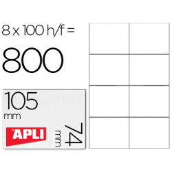 ETIQUETA ADHESIVA APLI 1279 TAMA?O 105X74 MM PARA FOTOCOPIADORA LASER INK-JET CAJA CON 100 HOJAS DIN