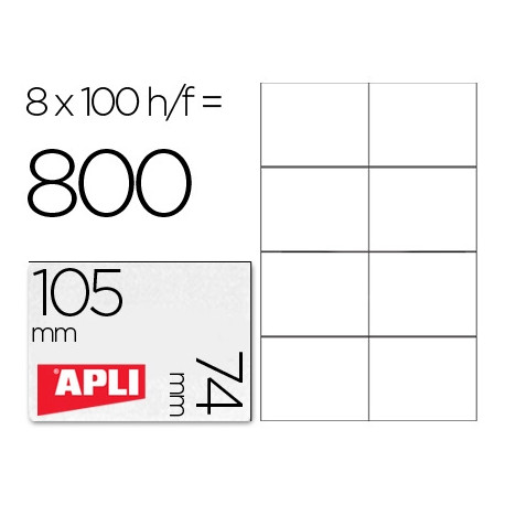 ETIQUETA ADHESIVA APLI 1279 TAMA?O 105X74 MM PARA FOTOCOPIADORA LASER INK-JET CAJA CON 100 HOJAS DIN