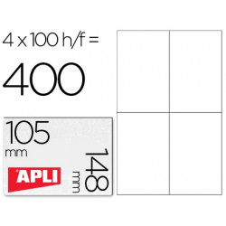 ETIQUETA ADHESIVA APLI 1280 TAMA?O 105X148 MM PARA FOTOCOPIADORA LASER INK-JET CAJA CON 100 HOJAS DI