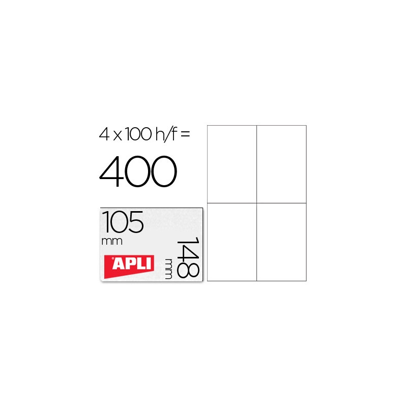 ETIQUETA ADHESIVA APLI 1280 TAMA?O 105X148 MM PARA FOTOCOPIADORA LASER INK-JET CAJA CON 100 HOJAS DI