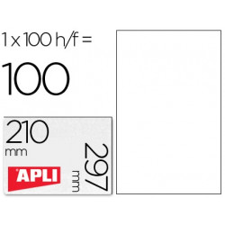 ETIQUETA ADHESIVA APLI 1281 210X297 MM FOTOCOPIADORA LASER INK-JET CAJA CON 100 HOJAS DIN A4