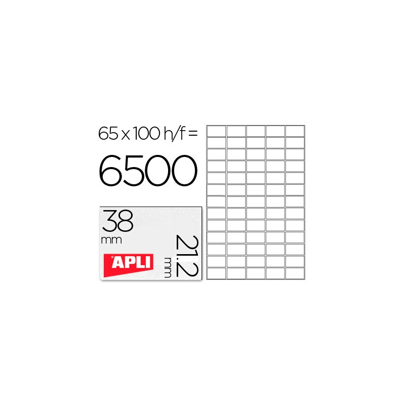 ETIQUETA ADHESIVA APLI 1283 TAMA?O 38X21.2MM PARA FOTOCOPIADORA LASER INK-JET CAJA CON 100 HOJAS DIN