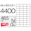 ETIQUETA ADHESIVA APLI 1285 TAMA?O 48,5X25,4 MM PARA FOTOCOPIADORA LASER INK-JET CAJA CON 100 HOJAS 